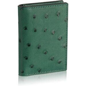 Women's Dark Green Classy Matte Genuine Leather Wallets Credit Card Holder